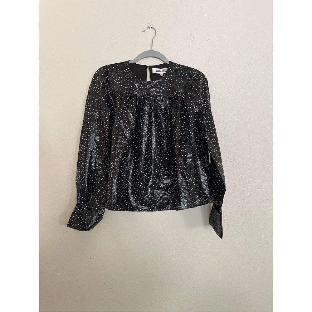 Diane von furstenburg polka dot silk long sleeve blouse size 0